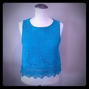 Teal Lace Crop Top